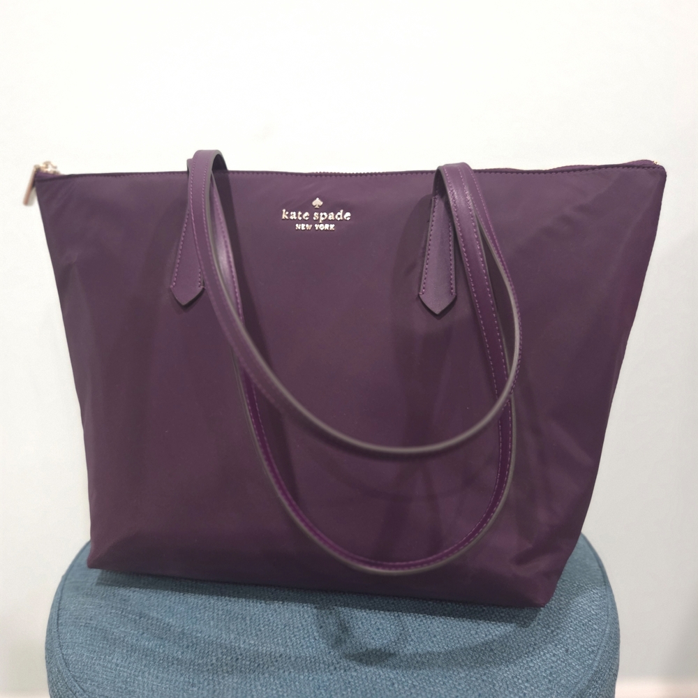 Kate Spade Kitt Ksnyl Large Tote In Ripe Plum